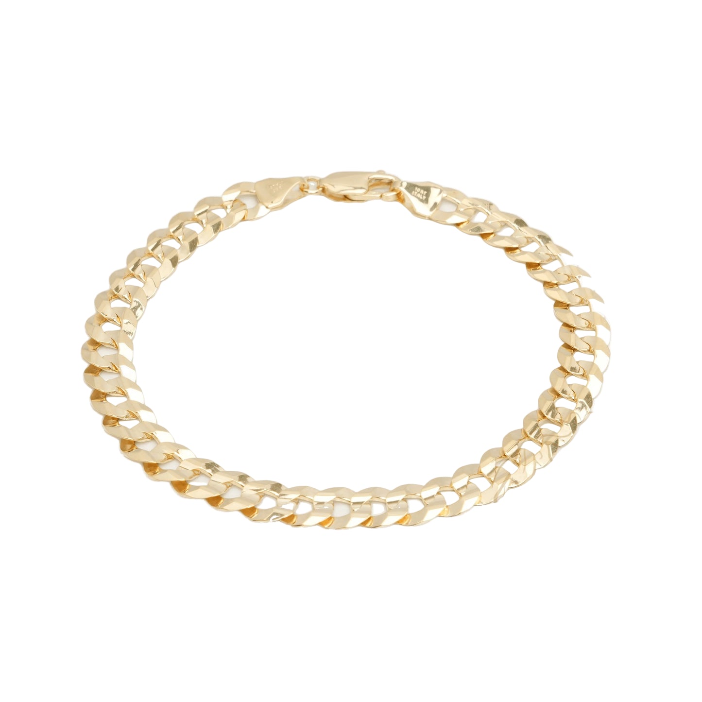10K Yellow Gold Solid Curb 7.6mm Bracelet