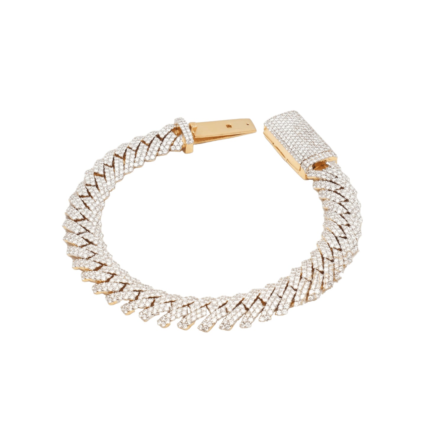 10K Two-Tone Yellow & White Gold Cuban Link Lab Diamond Pavé VVS 12.10CTW 11.5mm Bracelet