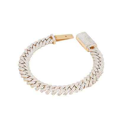10K Two-Tone Yellow & White Gold Cuban Link Lab Diamond Pavé VVS 12.10CTW 11.5mm Bracelet