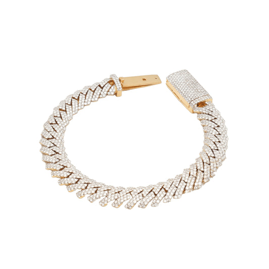 10K Two-Tone Yellow & White Gold Cuban Link Lab Diamond Pavé VVS 12.10CTW 11.5mm Bracelet