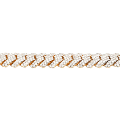 10K Two-Tone Yellow & White Gold Cuban Link Lab Diamond Pavé VVS 12.10CTW 11.5mm Bracelet