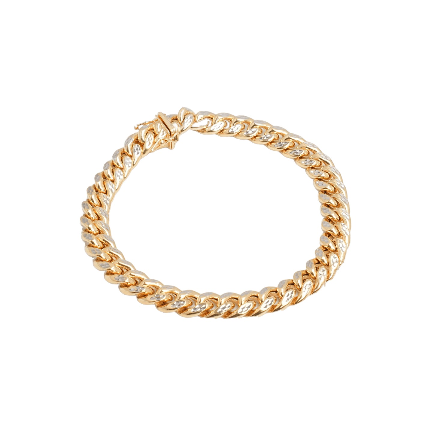 10K Two-Tone Yellow & White Gold Cuban Link 8.5mm Bracelet