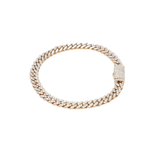 10K Two-Tone Yellow & White Gold Cuban Link Lab Diamond Pavé VVS 3.6-4.25CTW 6.4mm Bracelet