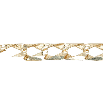 10K Yellow Gold Curb Diamond-Cut Solid 12mm Bracelet