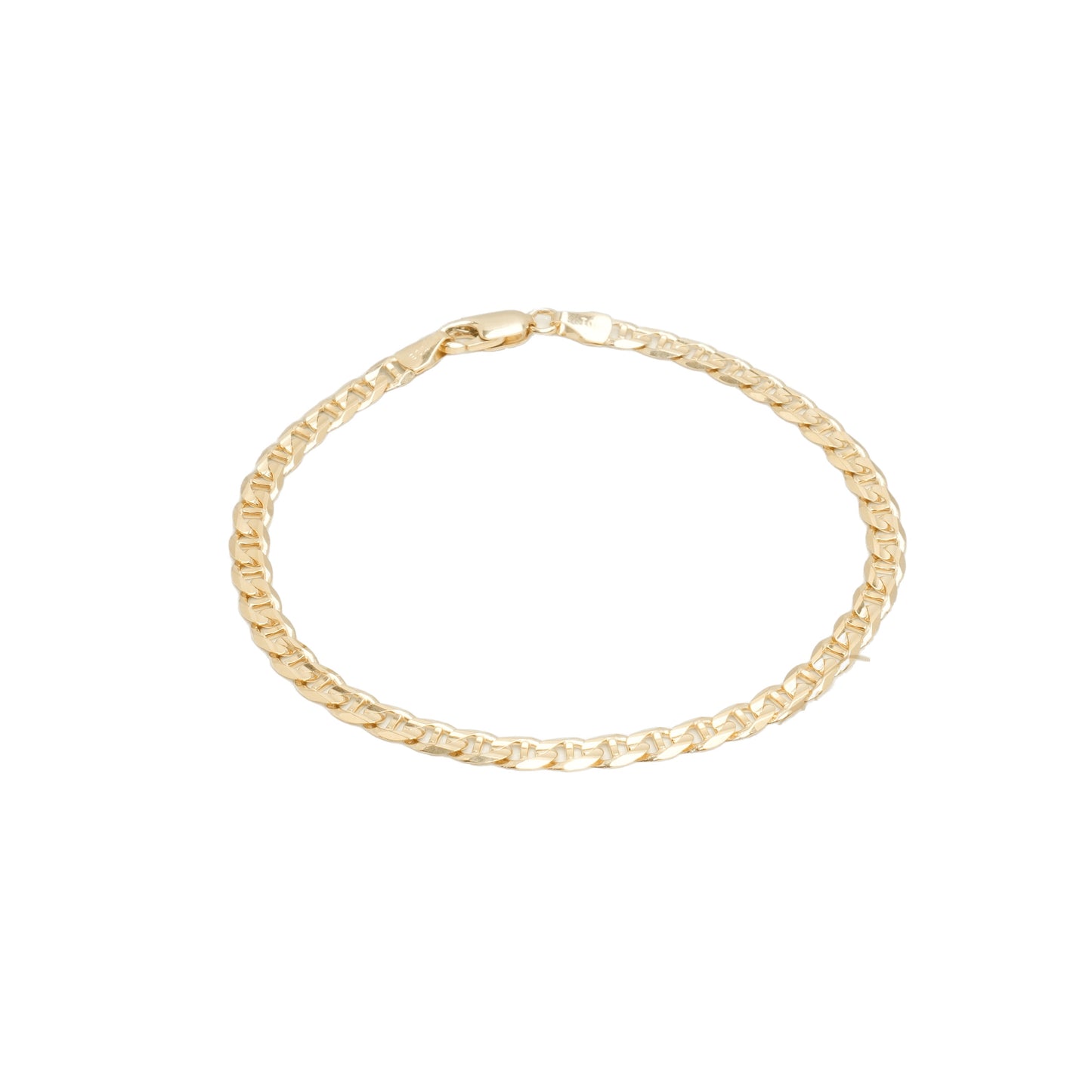 10K Yellow Gold Beveled Mariner 3.4mm Bracelet