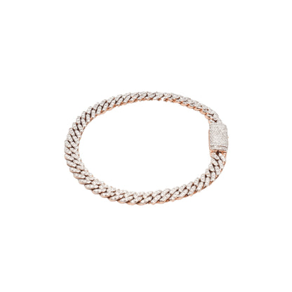 10K Two-Tone Rose & White Gold Cuban Link Lab Diamond Pavé VVS 3.75CTW 6.4mm Bracelet