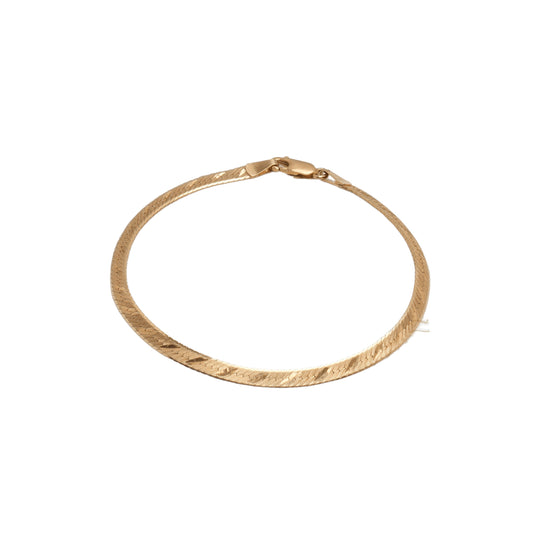 14K Yellow Gold Chevron Diamond-Cut 4mm Bracelet