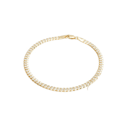 10K Two-Tone Yellow & White Gold Beveled Curb Diamond-Cut 4mm Bracelet