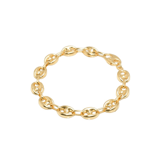 10K Yellow Gold Puffed Anchor 9.5mm Bracelet