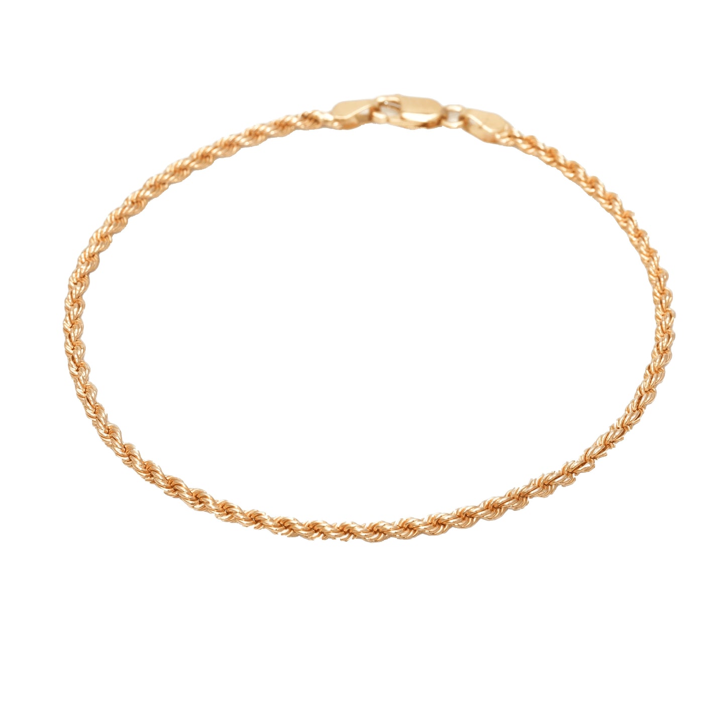 18K Yellow Gold Rope Solid 2.5mm 8.25" Bracelet