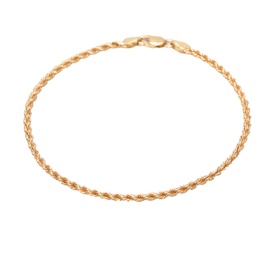 18K Yellow Gold Rope Solid 2.5mm 8.25" Bracelet