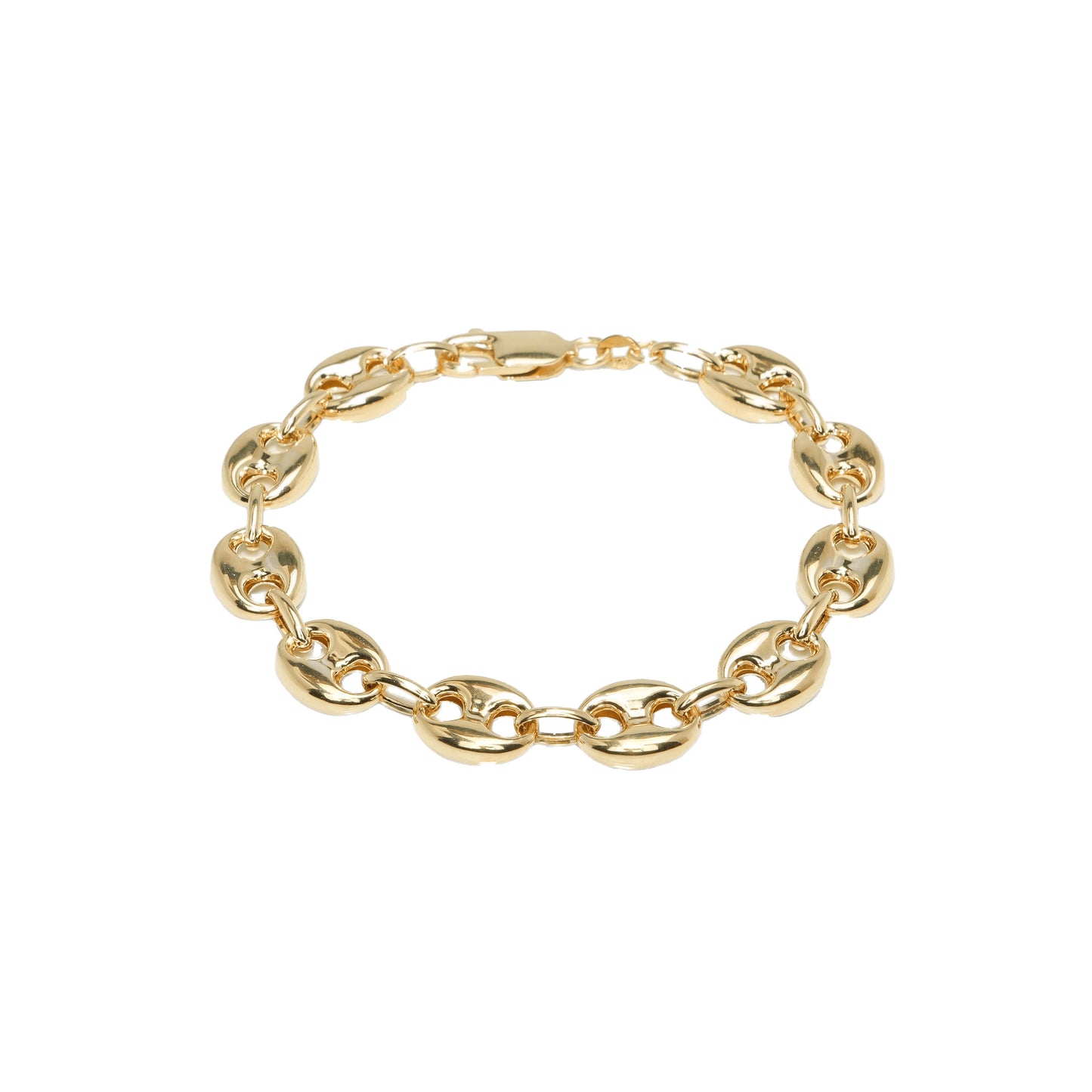 10K Yellow Gold Puffed Anchor 10mm Bracelet