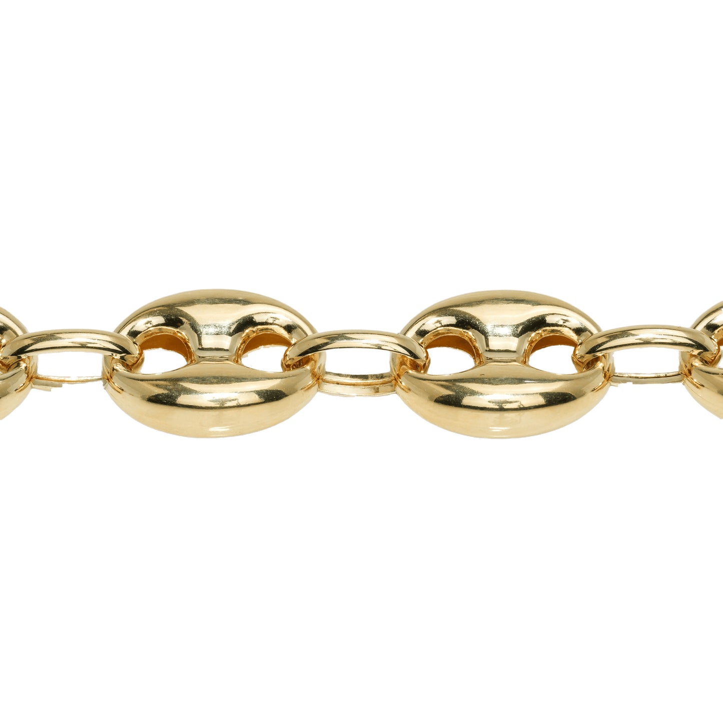 10K Yellow Gold Puffed Anchor 10mm Bracelet