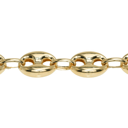 10K Yellow Gold Puffed Anchor 10mm Bracelet