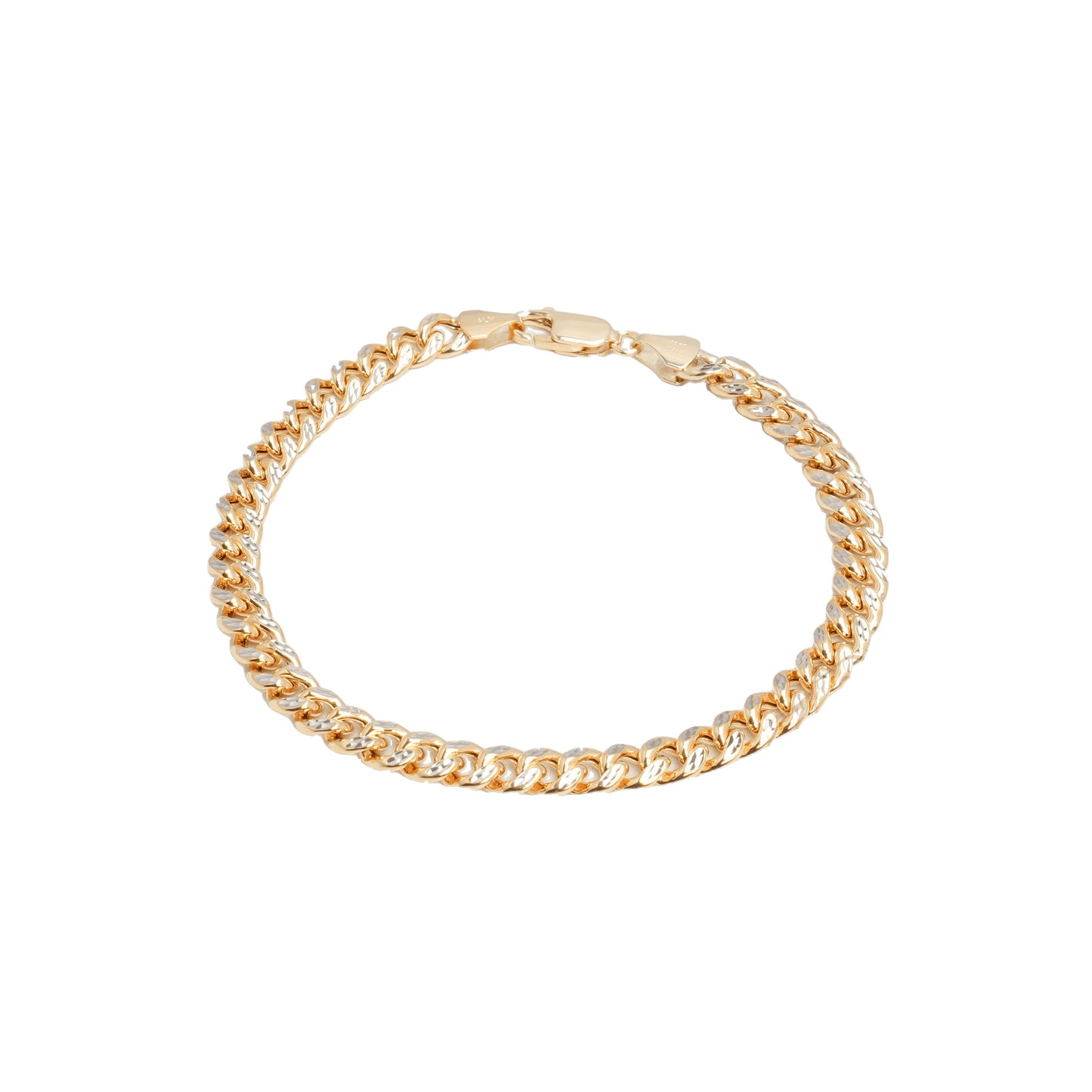 10K Two-Tone Yellow & White Gold Cuban Link Diamond-Cut 6.2mm Bracelet