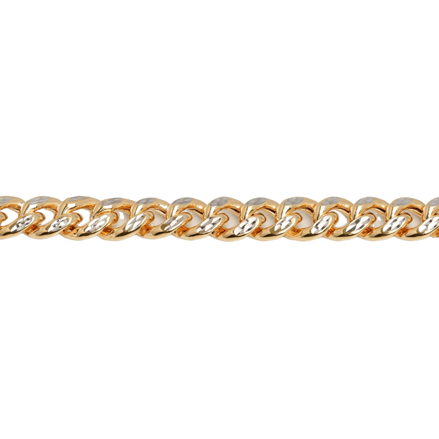 10K Two-Tone Yellow & White Gold Cuban Link Diamond-Cut 6.2mm Bracelet