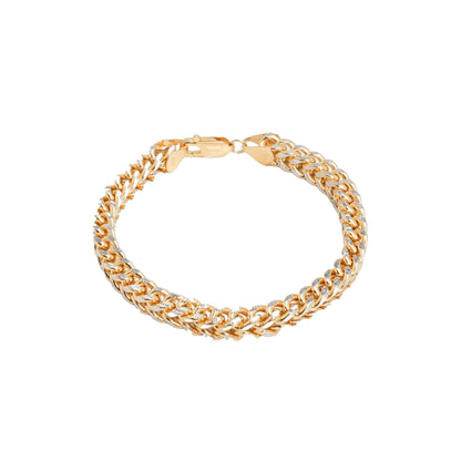10K Two-Tone Yellow & White Gold Franco Diamond-Cut 7.7mm Bracelet