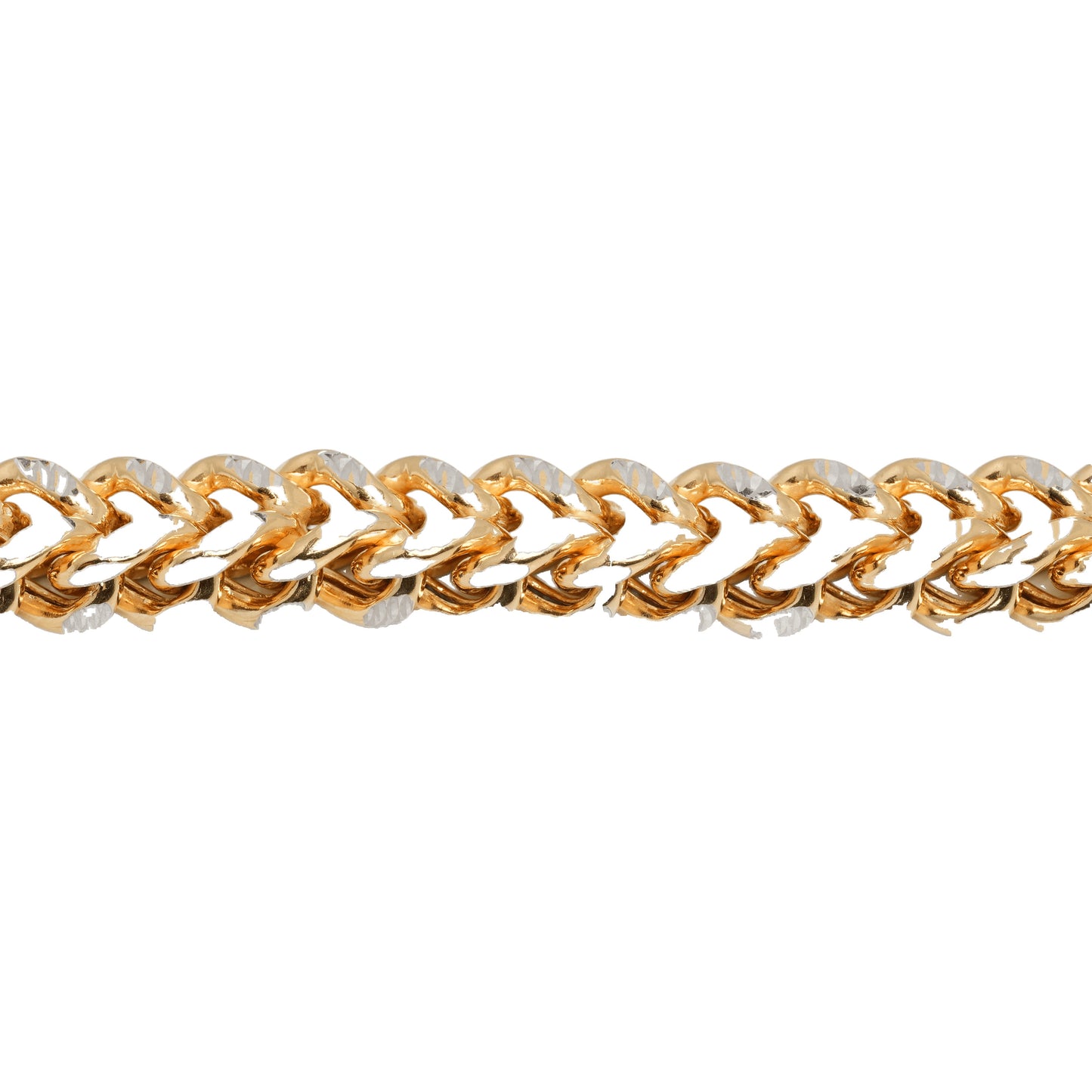 10K Two-Tone Yellow & White Gold Franco Diamond-Cut 7.7mm Bracelet