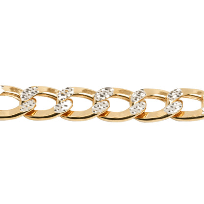10K Two-Tone Yellow & White Gold Curb Diamond-Cut 7.6mm Bracelet
