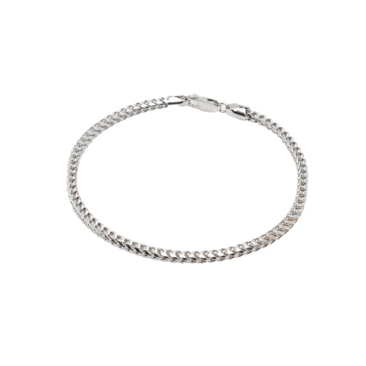 14K White Gold Round Franco 3.2mm Bracelet