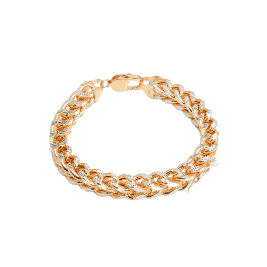 10K Two-Tone Yellow & White Gold Franco Diamond-Cut 8.9mm Bracelet