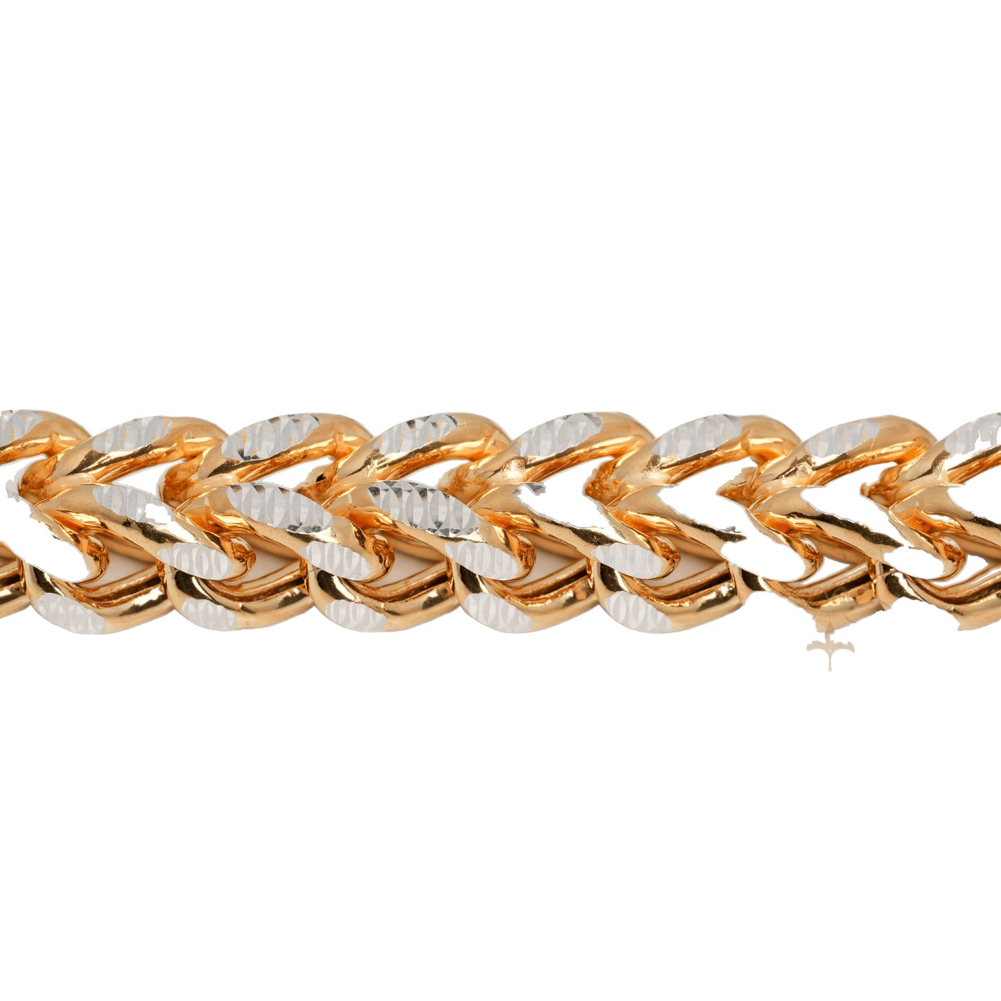 10K Two-Tone Yellow & White Gold Franco Diamond-Cut 8.9mm Bracelet