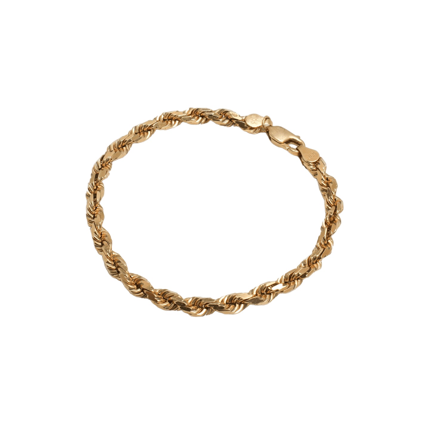 10K Yellow Gold Rope Solid 4.8mm Bracelet