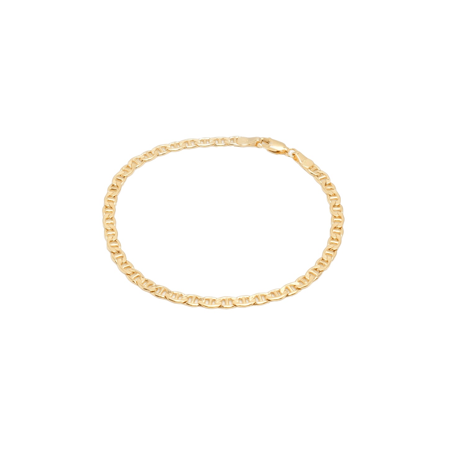 10K Yellow Gold Flat Mariner 4mm Bracelet