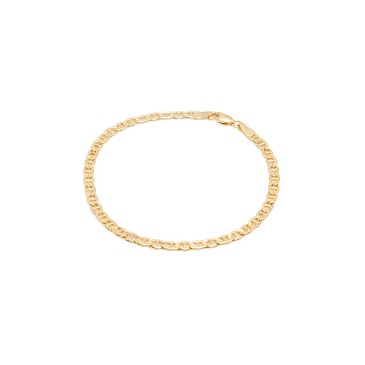 10K Yellow Gold Flat Mariner 4mm Bracelet