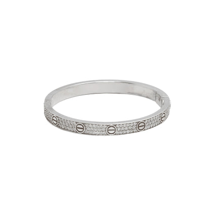 Bangle Bracelet - 14K White Gold Love Lab Diamond Pavé VVS 4.20CT