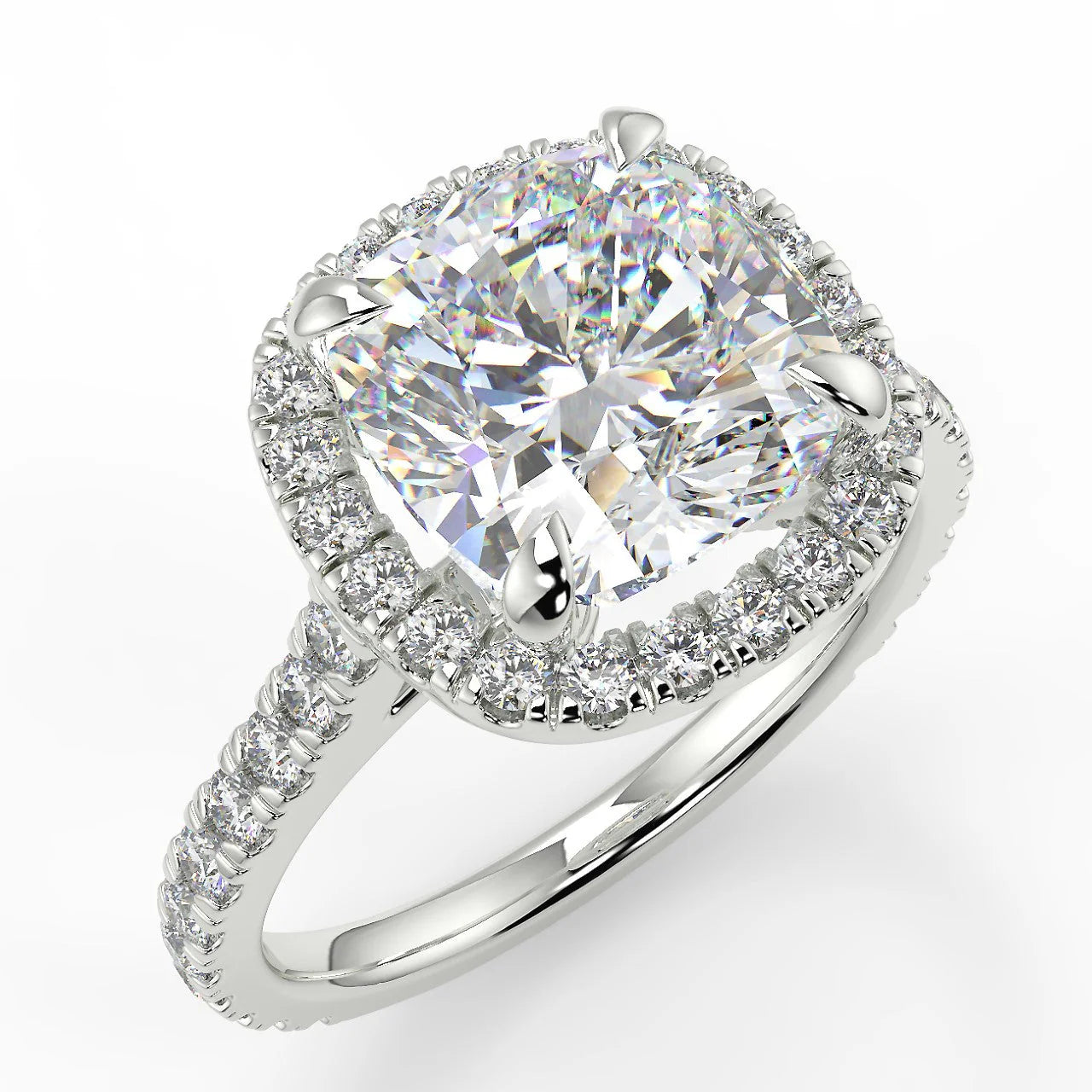 10k Gold Cushion Cut Lab Diamond Halo Ring
