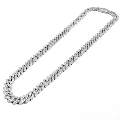 Moissanite Miami Cuban Link Prong Chains Iced 925 Sterling Silver