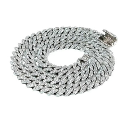 Moissanite Miami Cuban Link Prong Chains Iced 925 Sterling Silver