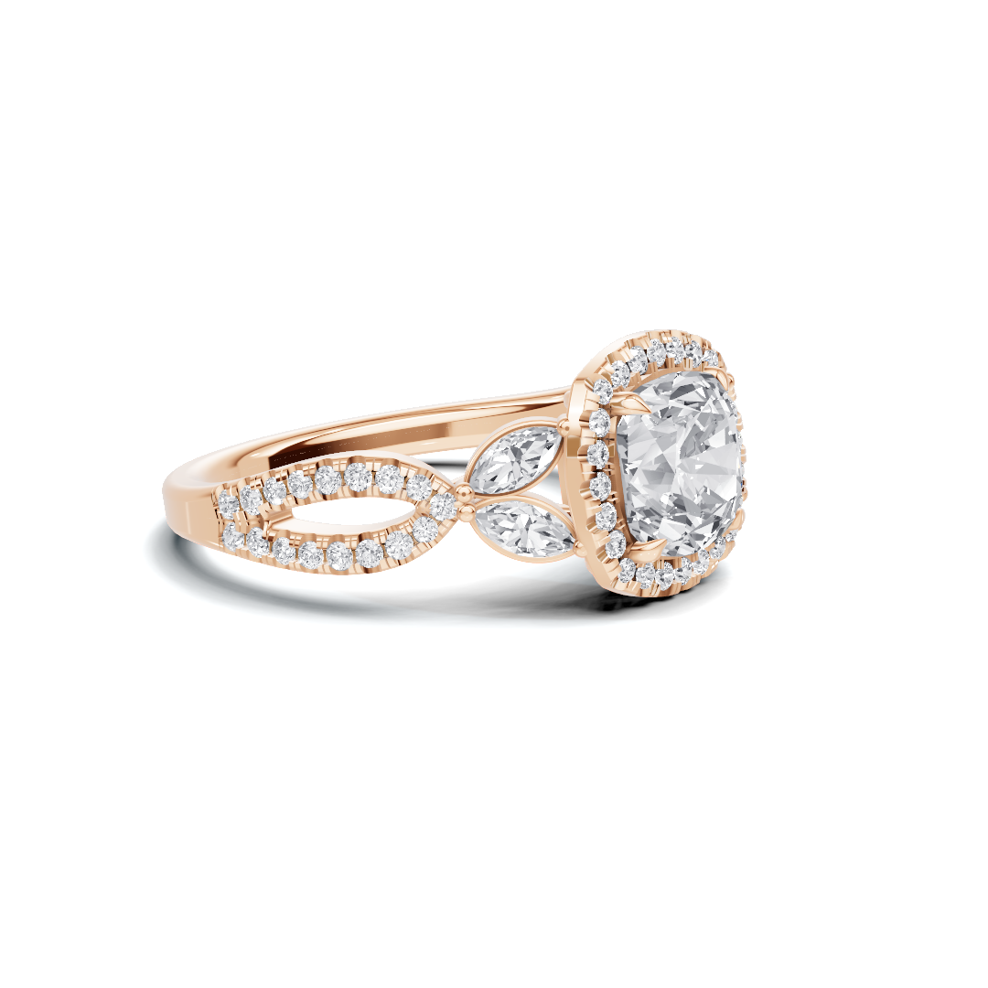 Decorative Marquise Halo Ring