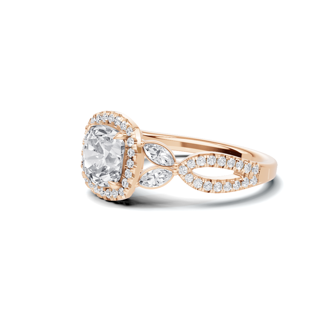Decorative Marquise Halo Ring