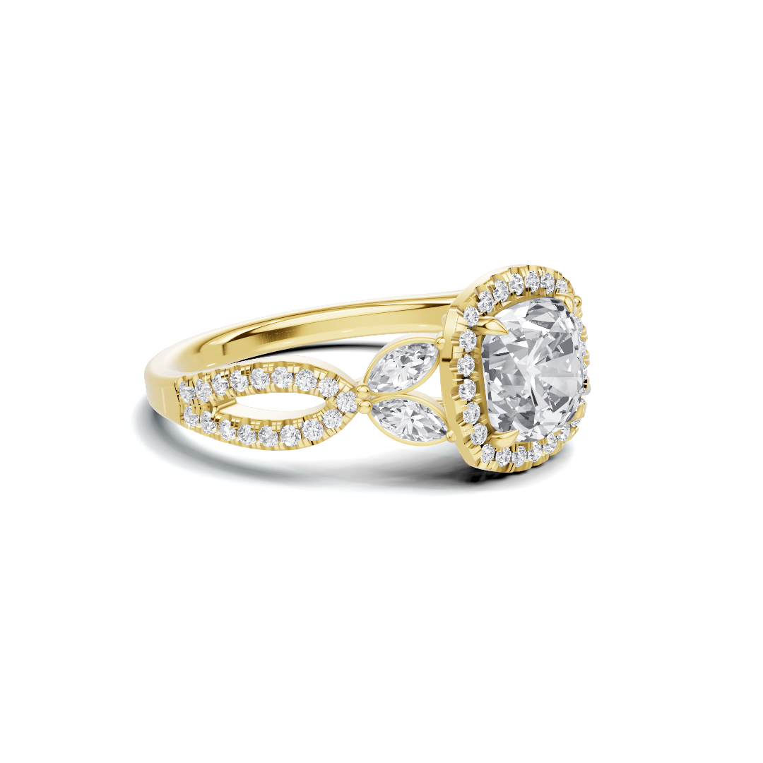Decorative Marquise Halo Ring