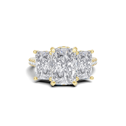 Exquisite Three Stone Pave Ring