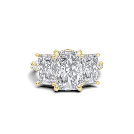Exquisite Three Stone Pave Ring