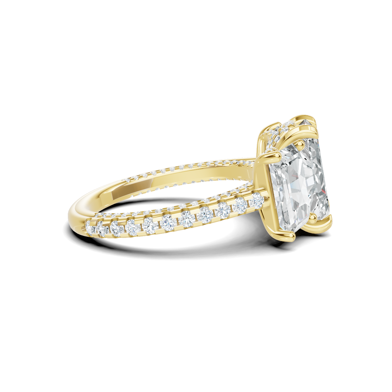 Exquisite Three Stone Pave Ring