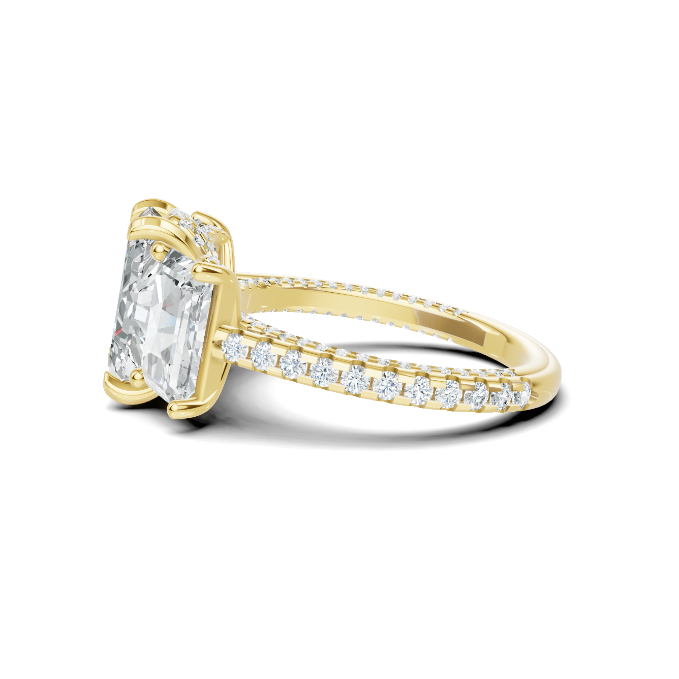 Exquisite Three Stone Pave Ring