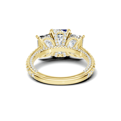 Exquisite Three Stone Pave Ring