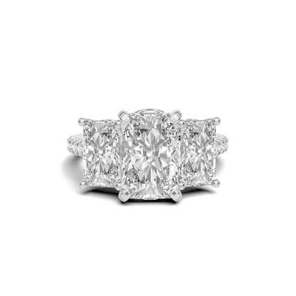 Exquisite Three Stone Pave Ring
