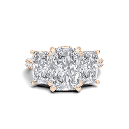 Exquisite Three Stone Pave Ring