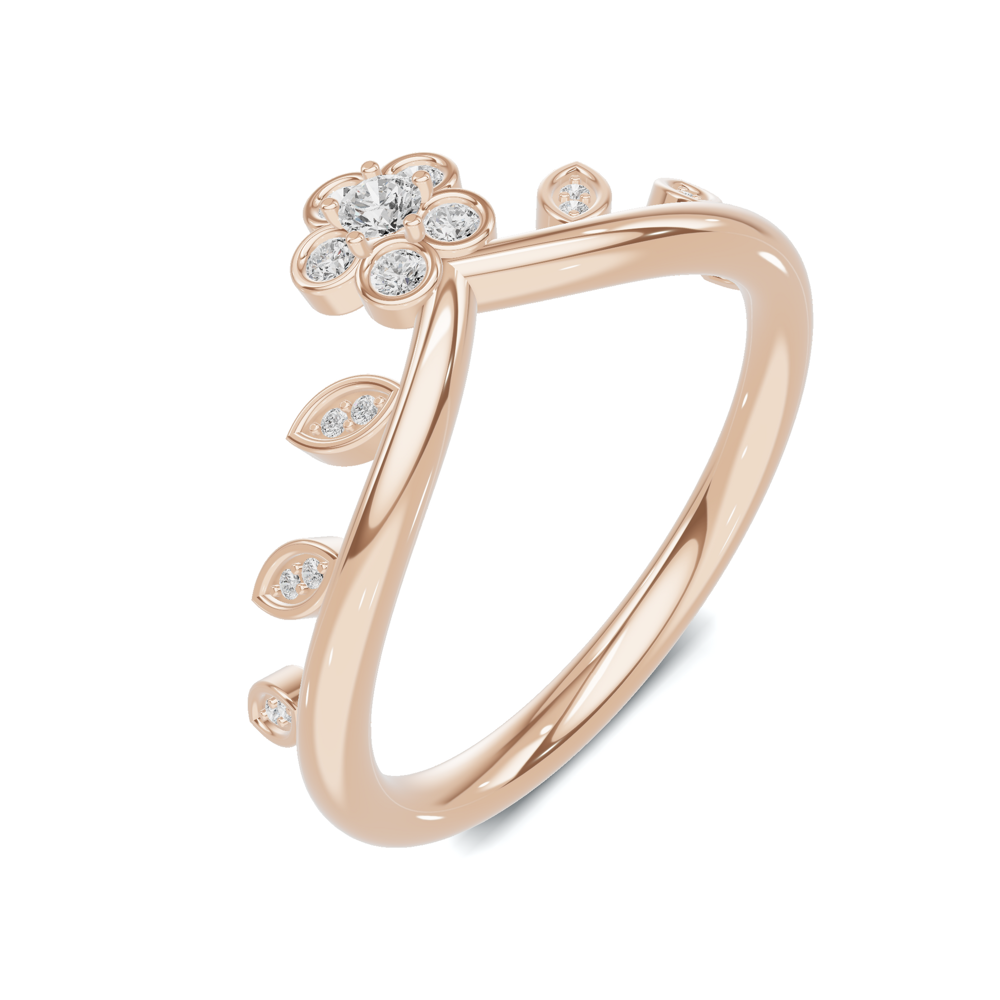 Floral Leaf Vine Ring