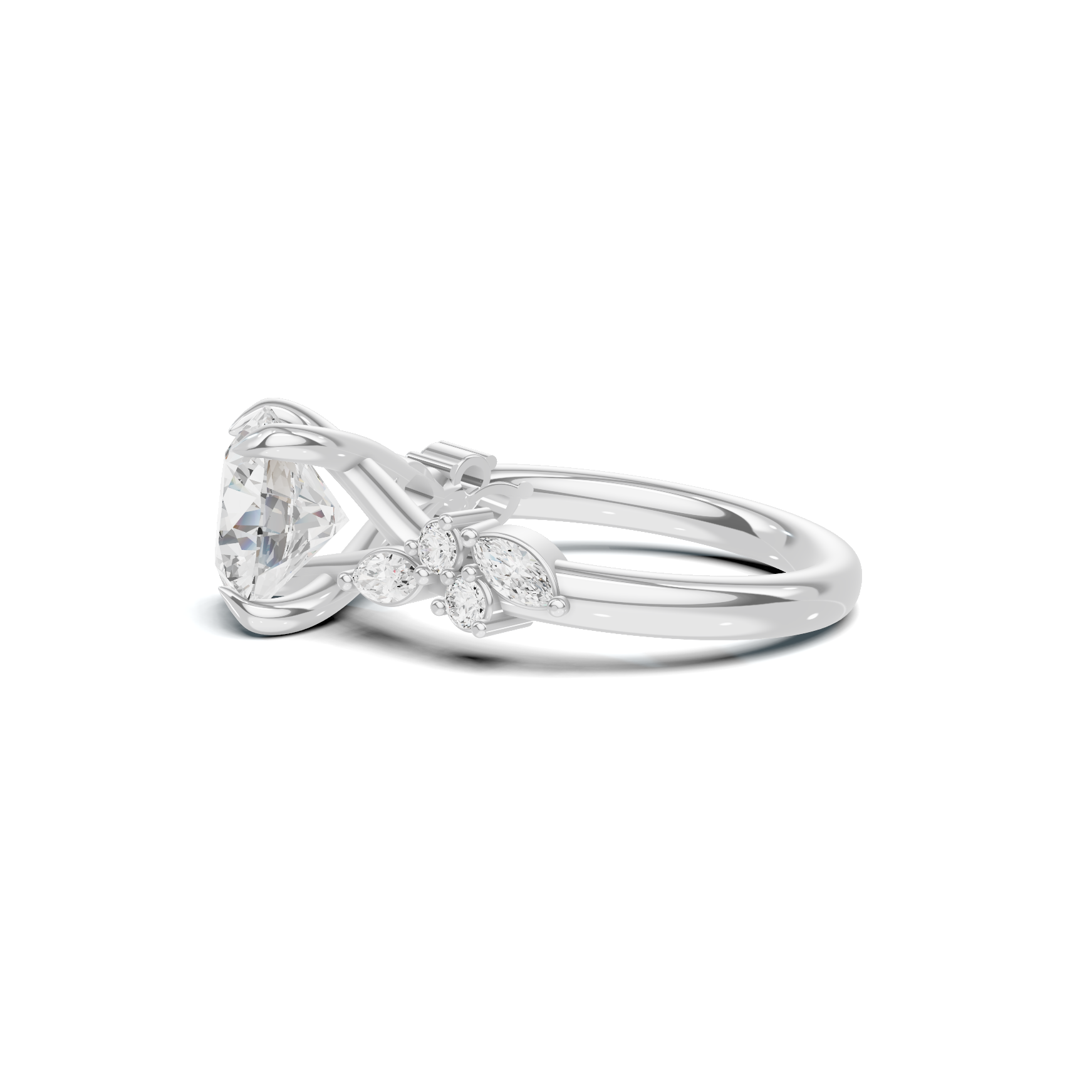 Floral Marquise Accent Ring