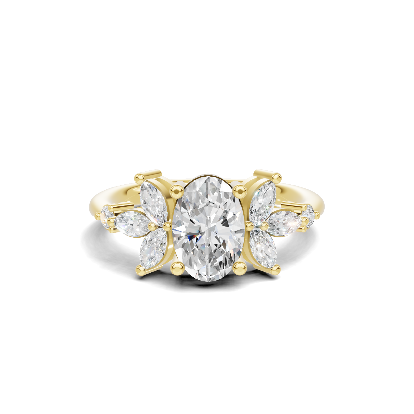 Floral Marquise Cluster Ring