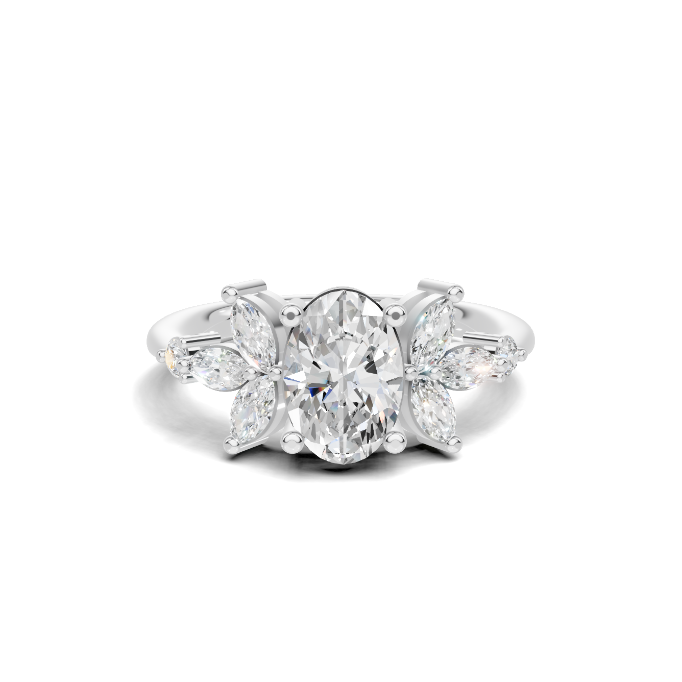 Floral Marquise Cluster Ring