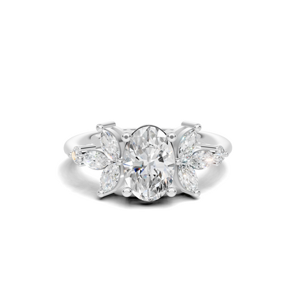 Floral Marquise Cluster Ring