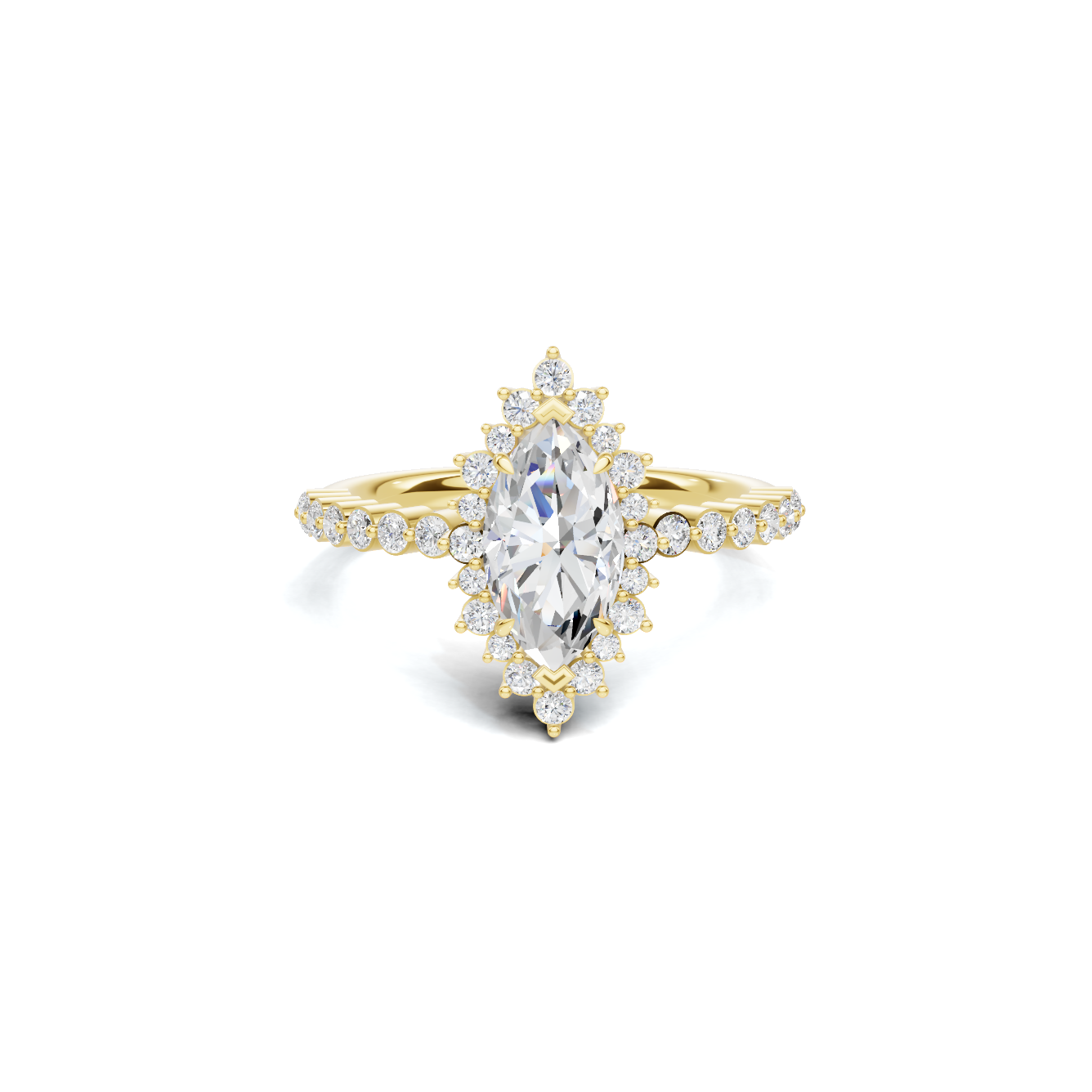 Grand Marquise Halo Statement Ring
