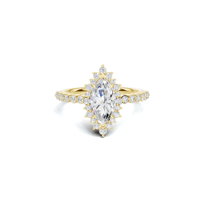 Grand Marquise Halo Statement Ring